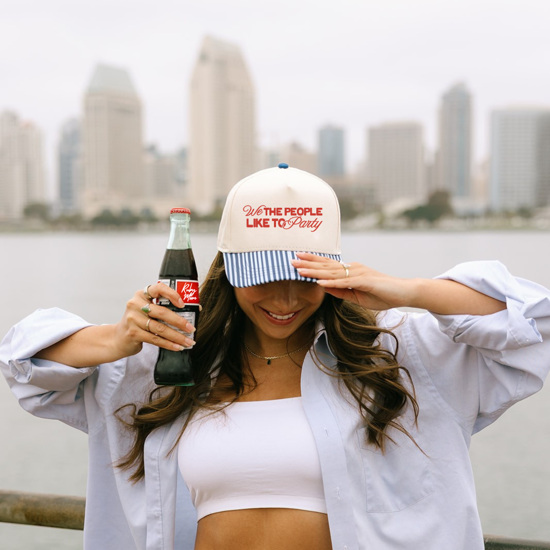 We The People Like To Party- Striped Bill Embroidered Hat