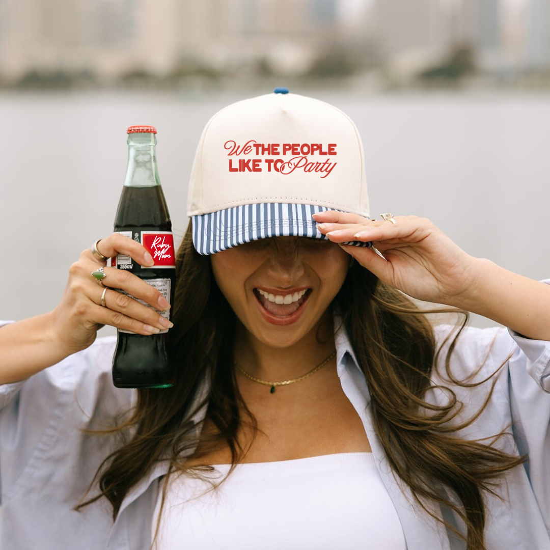 We The People Like To Party- Striped Bill Embroidered Hat
