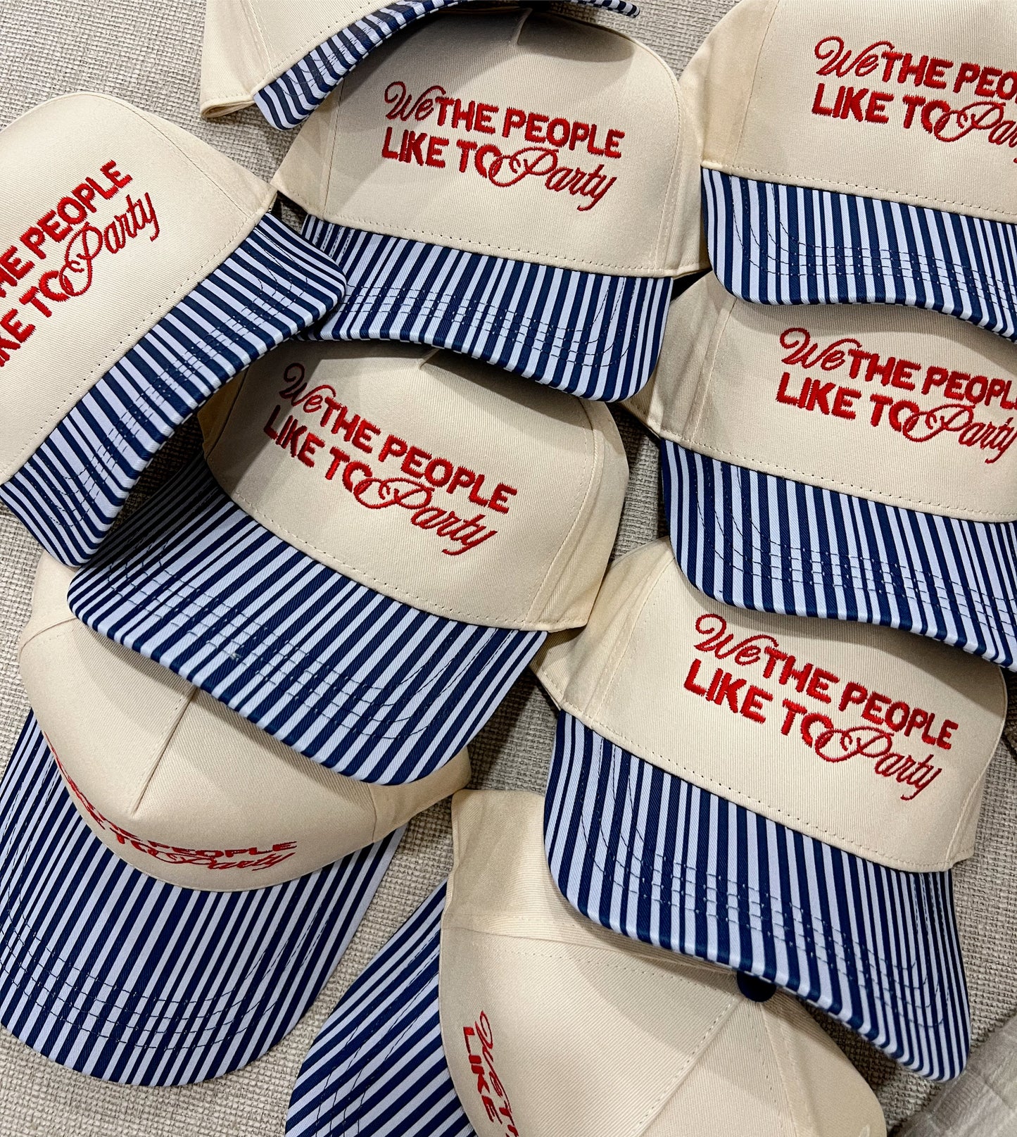 We The People Like To Party- Striped Bill Embroidered Hat