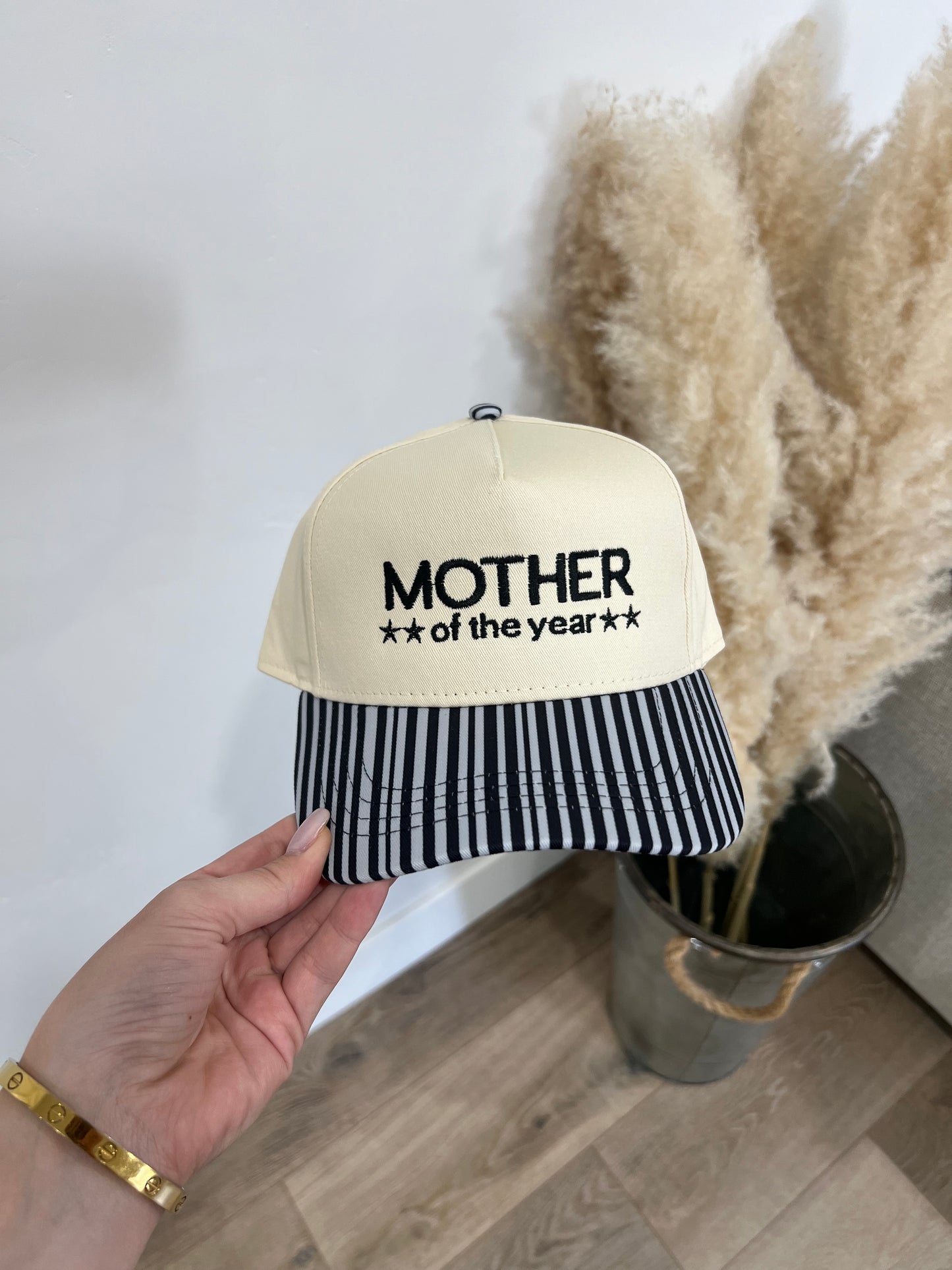 Mother Of The Year Black Stripe Hat Mother's Day Hat