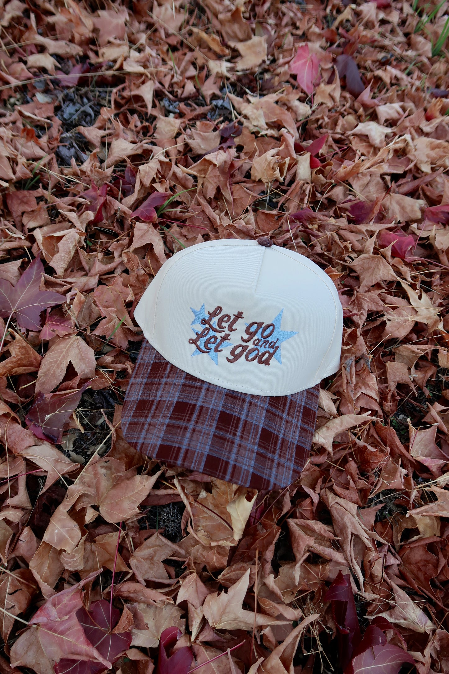 Let Go And Let God Brown/Royal Plaid Bill Hat