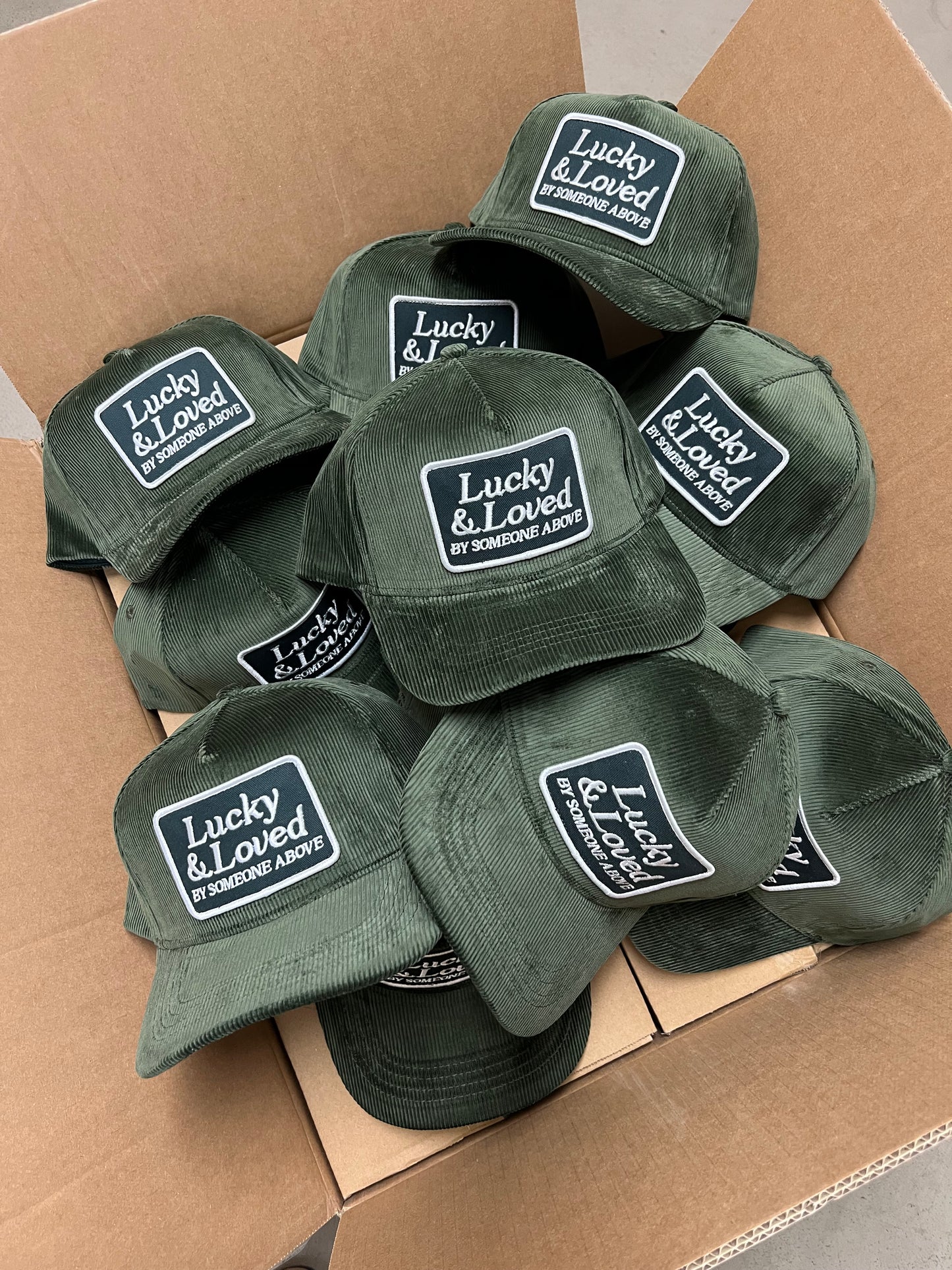 Lucky & Loved By Someone Above Corduroy Hat