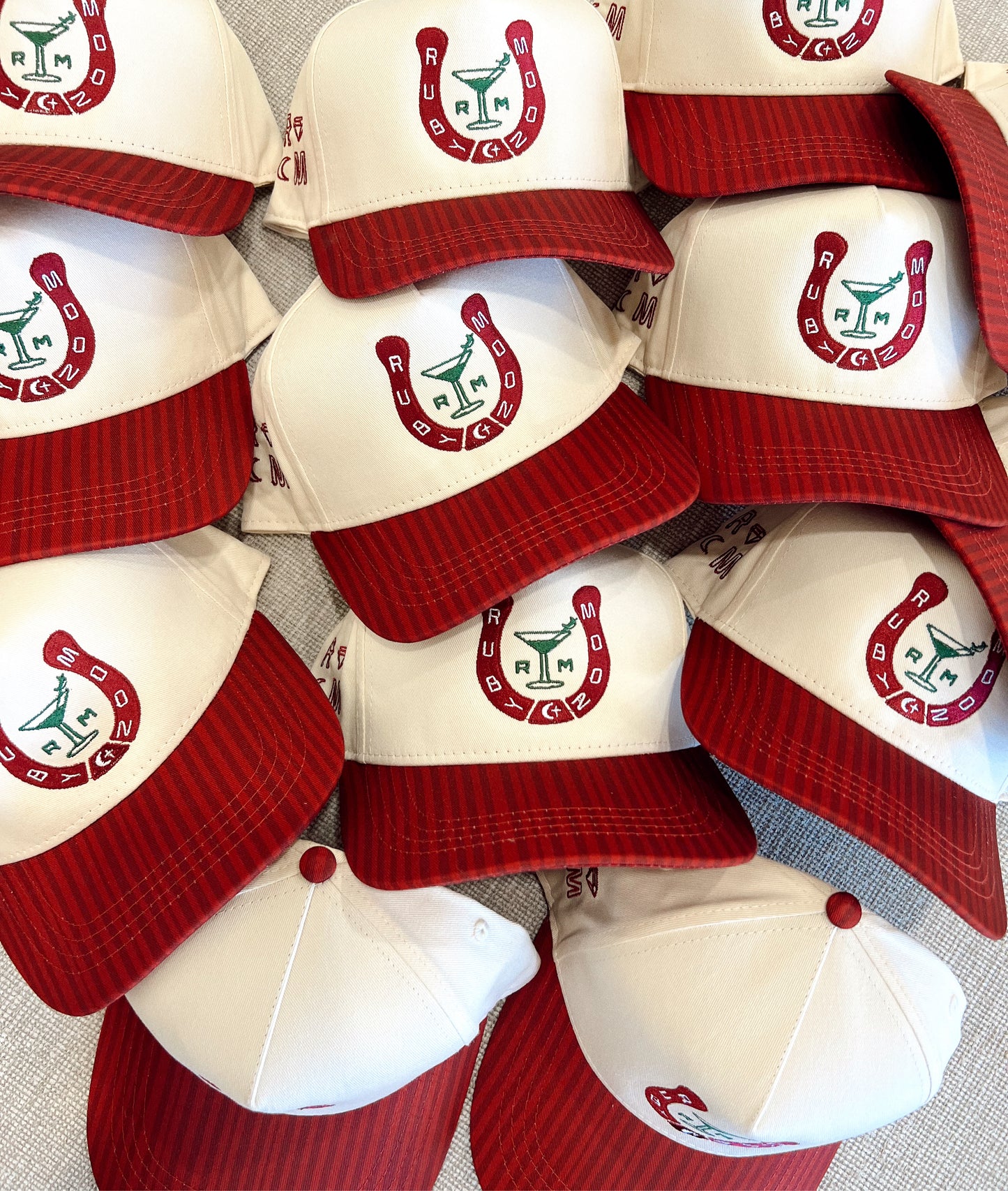 Ruby Moon Striped Bill Embroidered Hat
