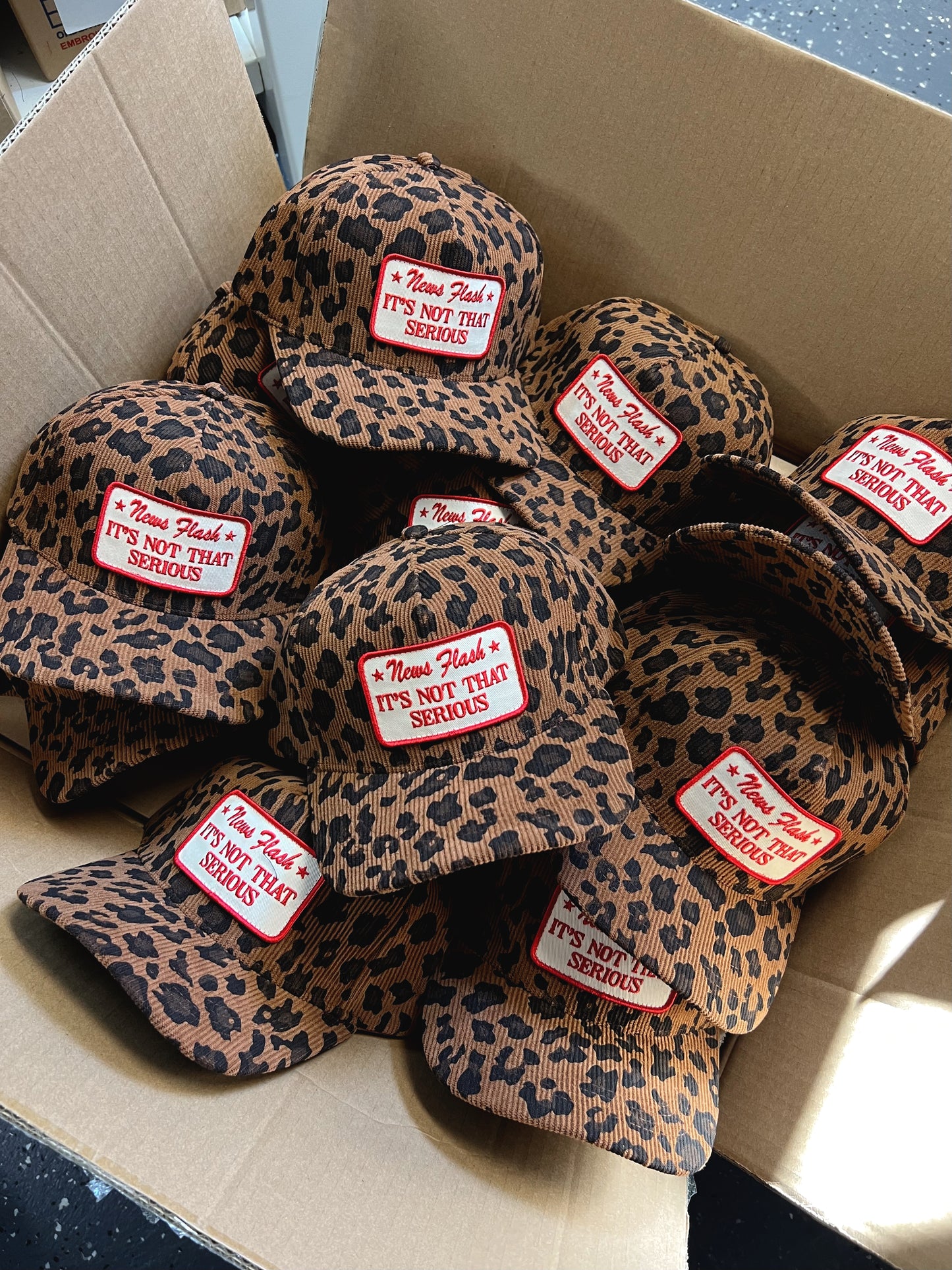 News Flash It’s Not That Serious Leopard Corduroy Patch Hat