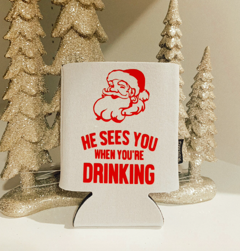He Sees You When You’re Drinking Can Cooler- Holiday Shop