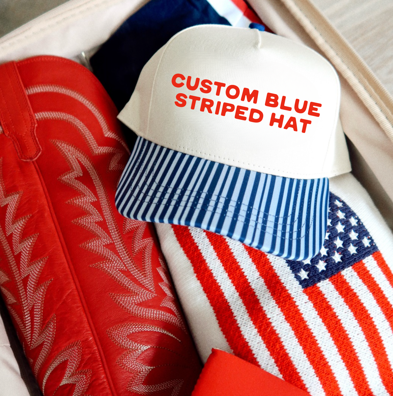 Custom Striped Hat- Add Text Or Logo