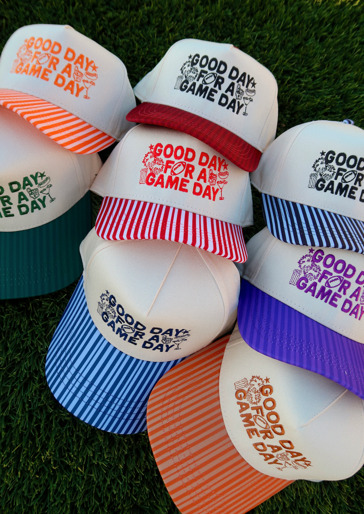 Good Day For A Game Day- Striped Bill Hat