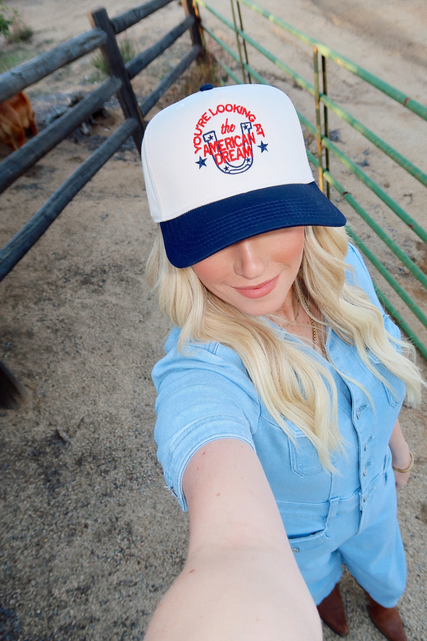 You're Looking At The American Dream Navy/Natural Embroidered Hat