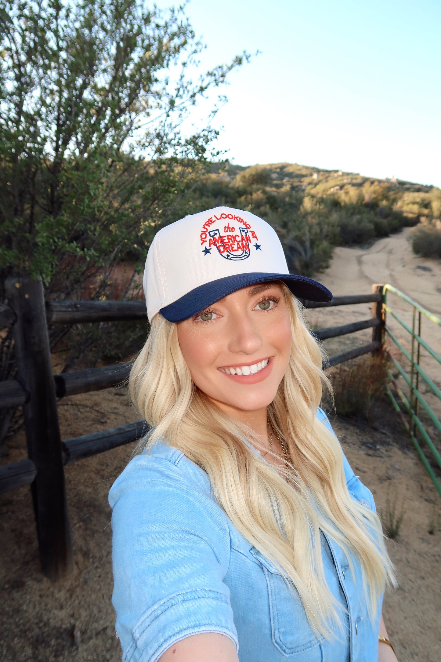 You're Looking At The American Dream Navy/Natural Embroidered Hat