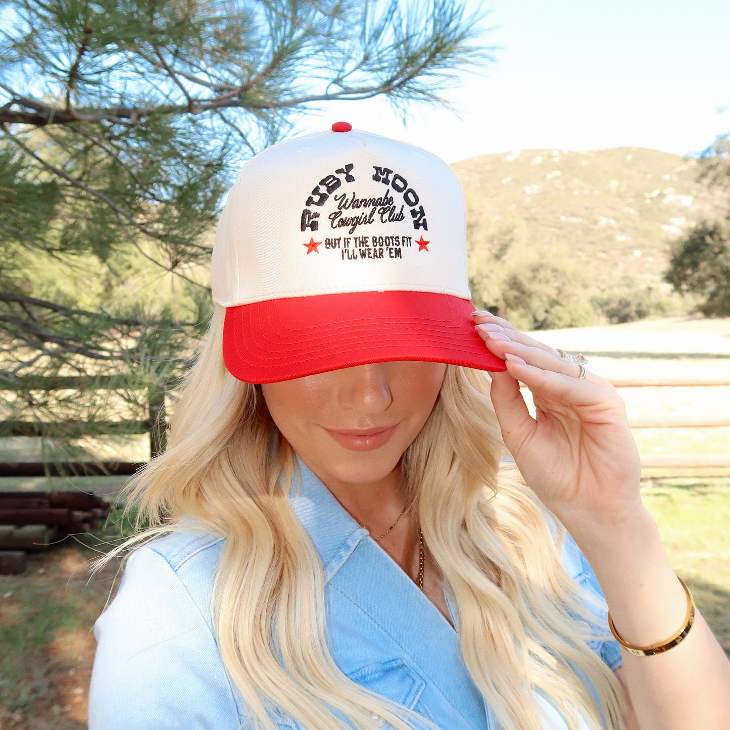Ruby Moon Wannabe Cowgirl Club But If The Boots Fit I'll Wear 'Em- Embroidered Hat