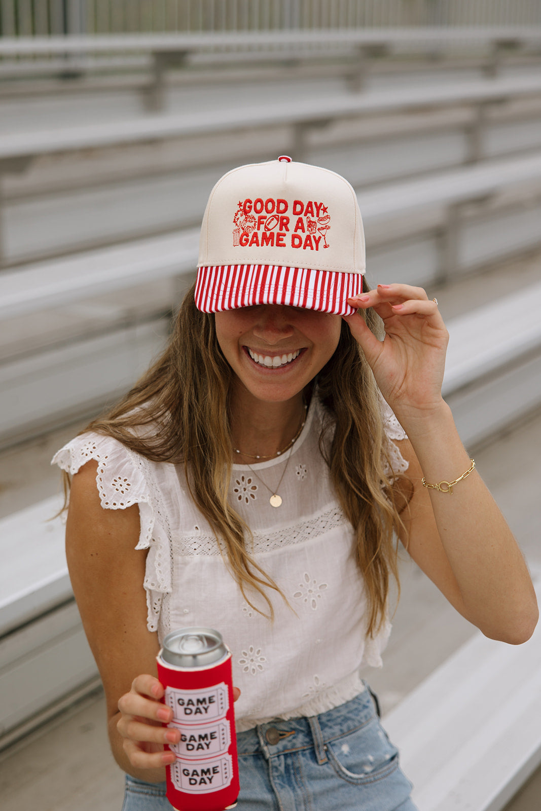 Good Day For A Game Day- Striped Bill Hat
