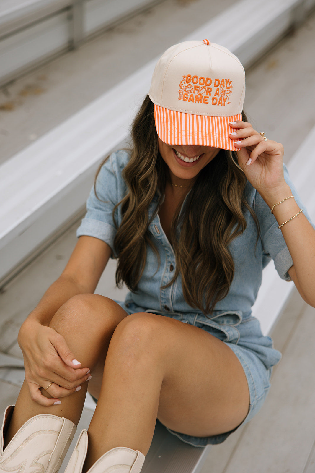 Good Day For A Game Day- Striped Bill Hat