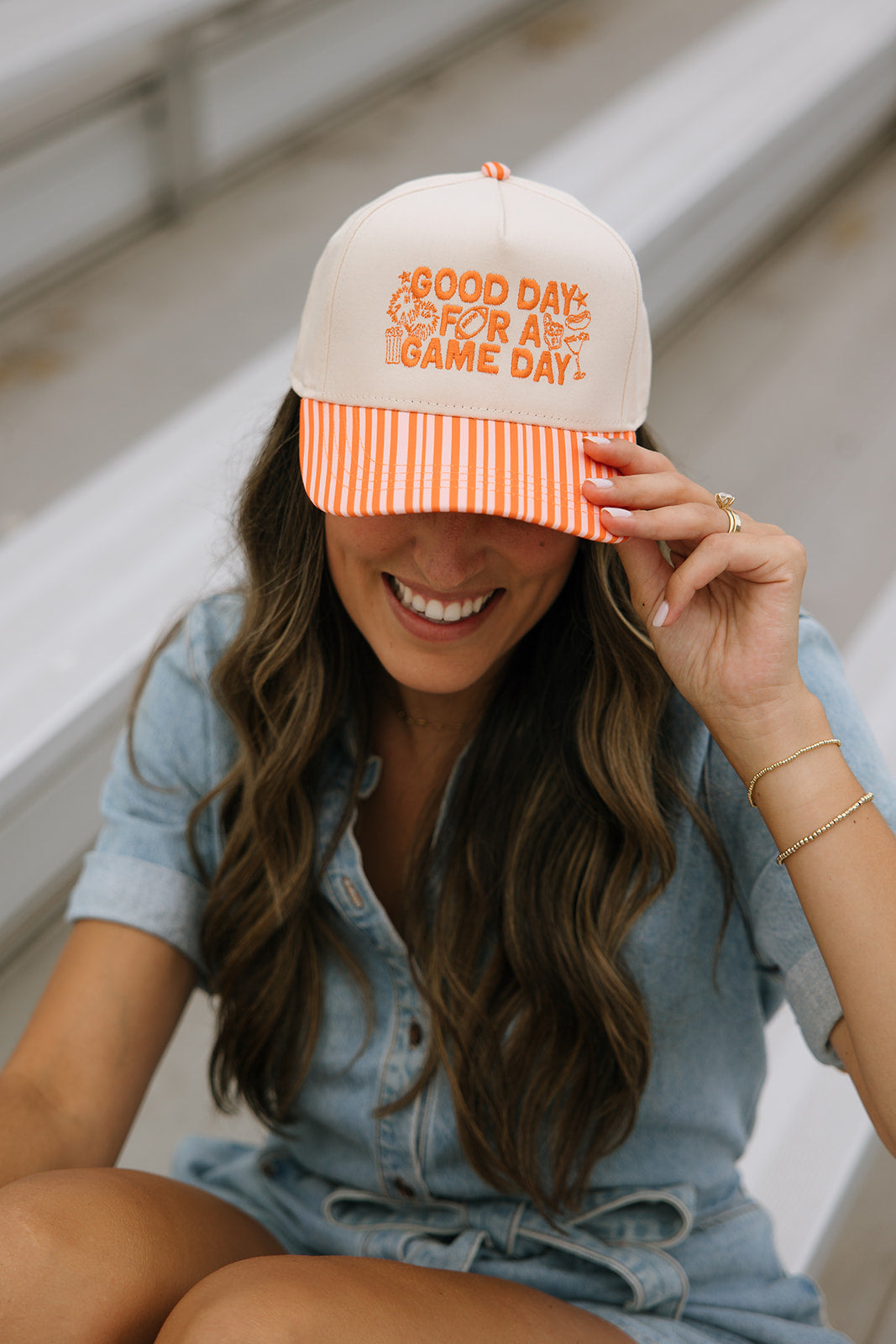 Good Day For A Game Day- Striped Bill Hat