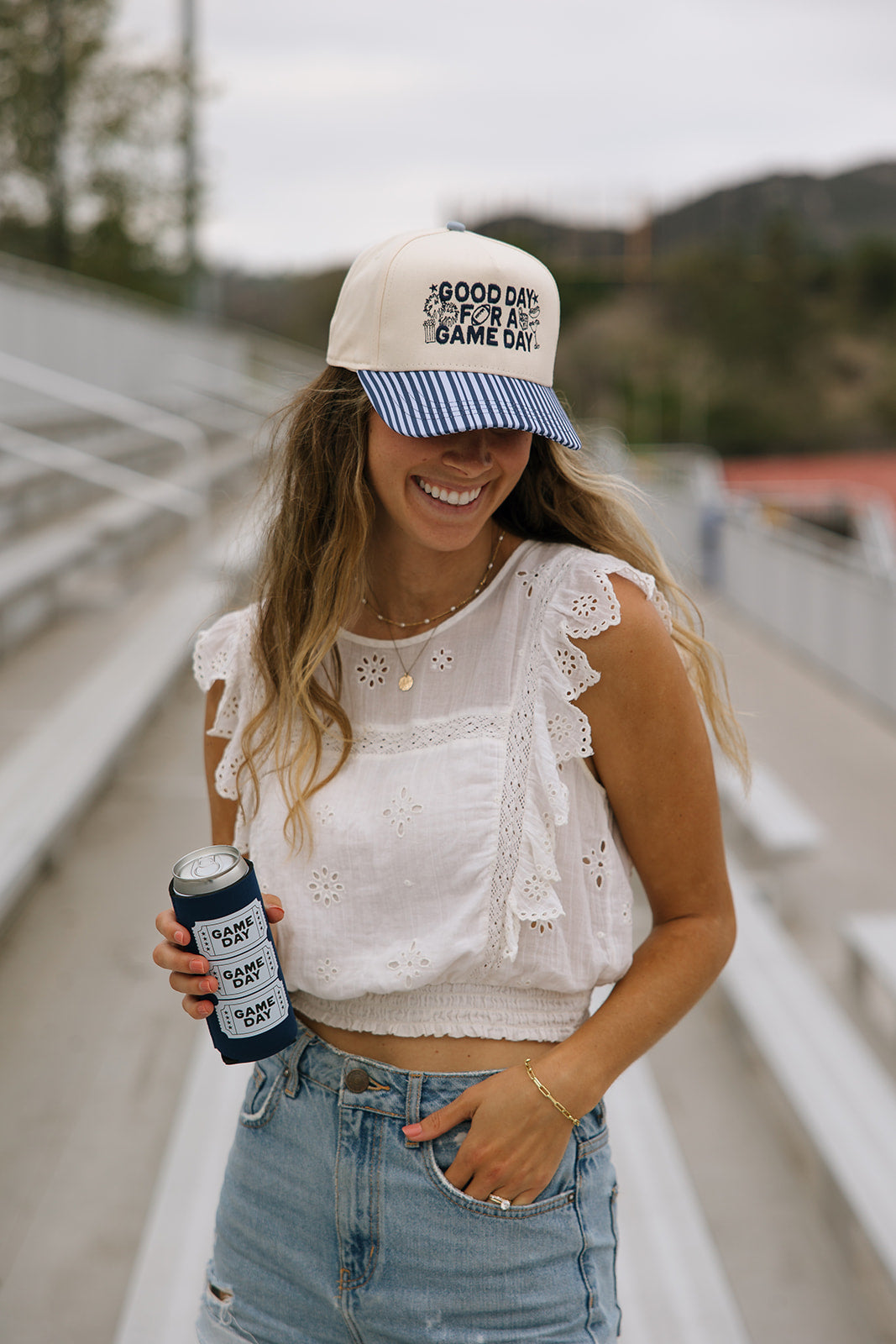 Good Day For A Game Day- Striped Bill Hat