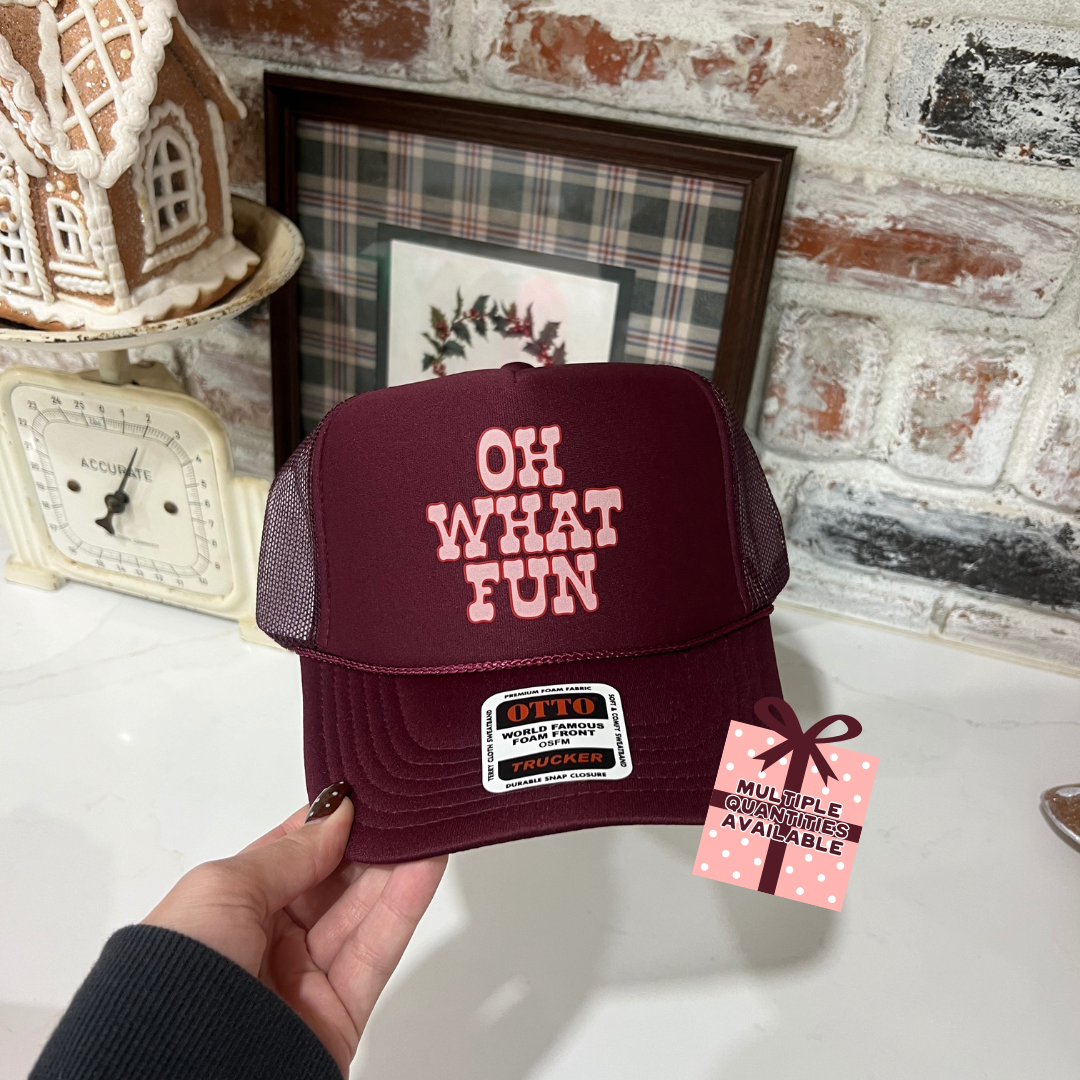 INVENTORY CLEAR OUT SALE HOLIDAY EDITION- Maroon Foam Trucker Oh What Fun