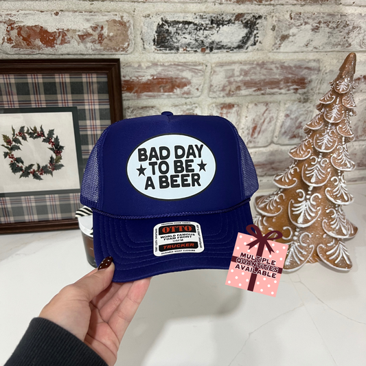 BOGO FREE- INVENTORY CLEAR OUT SALE HOLIDAY EDITION- Purple Foam Trucker Bad Day To Be A Beer