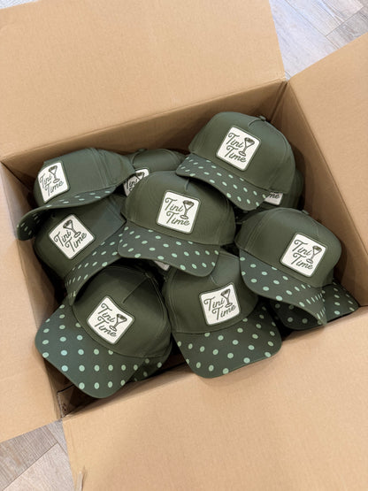 Tini Time Olive Green Polka Dot Patch Hat