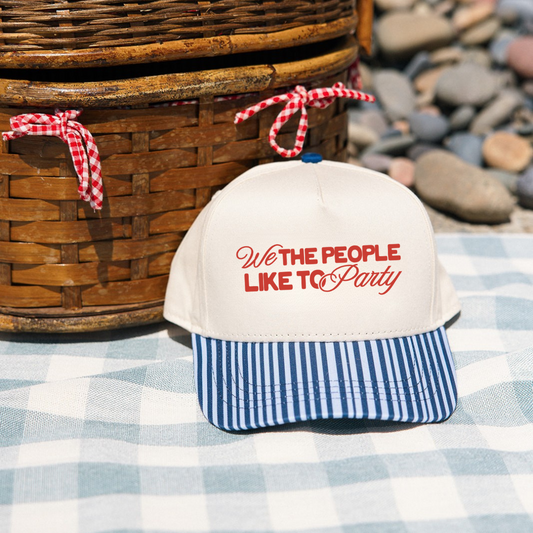 We The People Like To Party- Striped Bill Embroidered Hat
