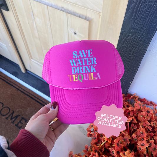 BOGO FREE- INVENTORY CLEAR OUT SALE- Hot Pink Save Water Drink Tequila