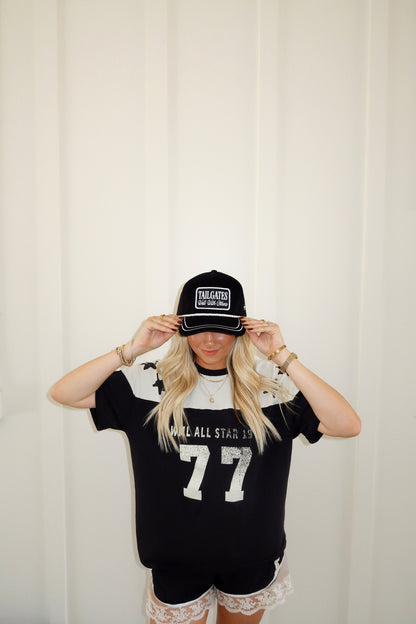 Tailgates Well With Others Black Corduroy Patch Hat
