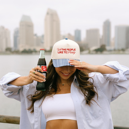We The People Like To Party- Striped Bill Embroidered Hat