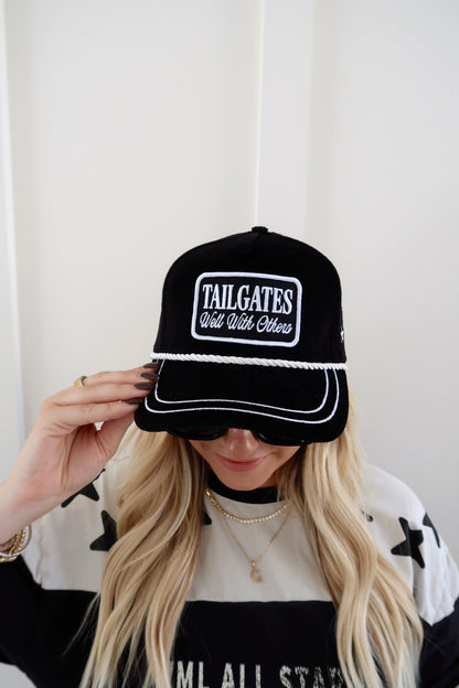 Tailgates Well With Others Black Corduroy Patch Hat