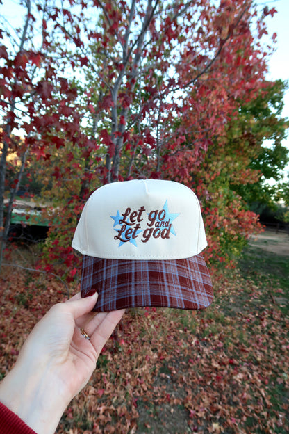 Let Go And Let God Brown/Royal Plaid Bill Hat