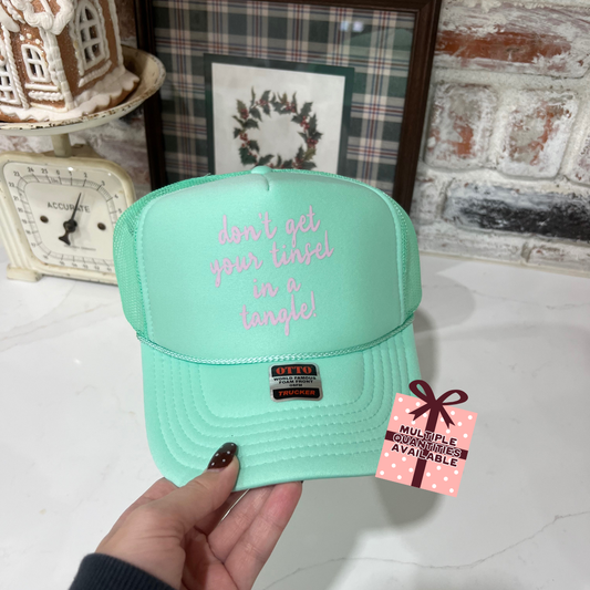 BOGO FREE- INVENTORY CLEAR OUT SALE HOLIDAY EDITION- Seafoam Green Foam Trucker Don't Get Your Tinsel In A Tangle