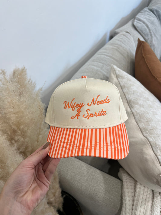 Wifey Needs A Spritz Orange Stripe Hat