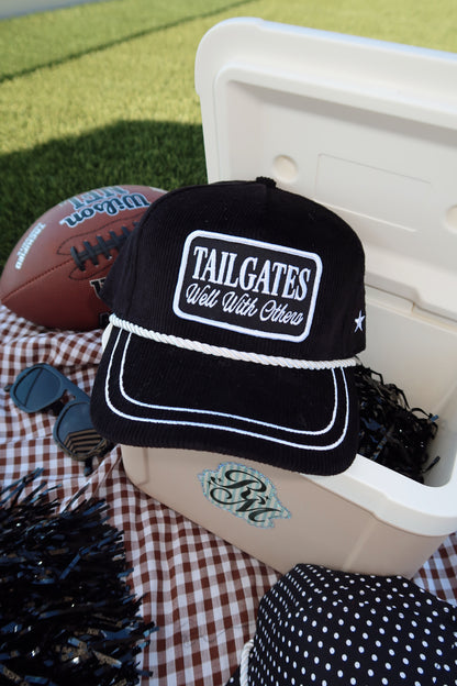 Tailgates Well With Others Black Corduroy Patch Hat