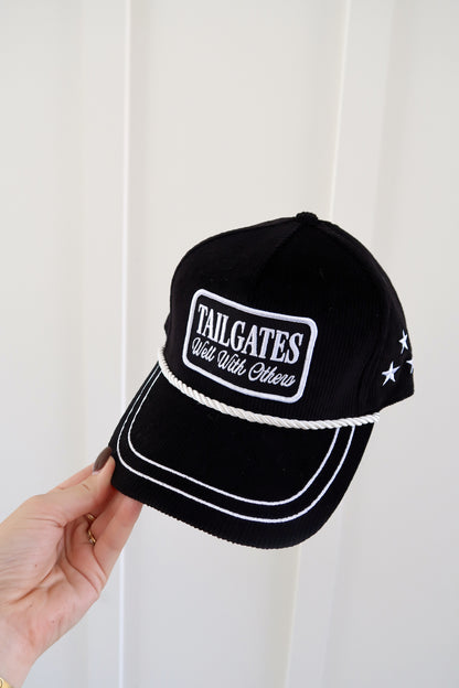 Tailgates Well With Others Black Corduroy Patch Hat