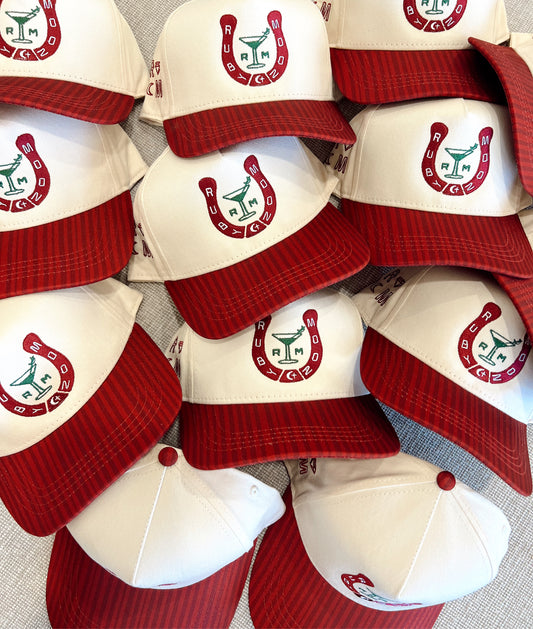 Ruby Moon Striped Bill Embroidered Hat