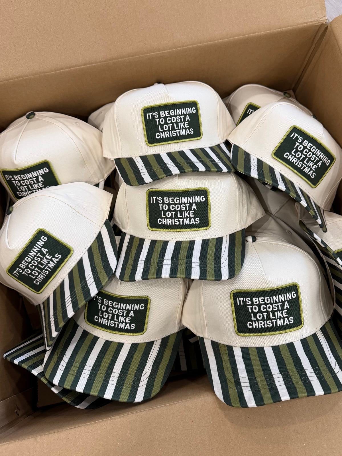 It's Beginning To Cost A Lot Like Christmas Striped Patch Hat