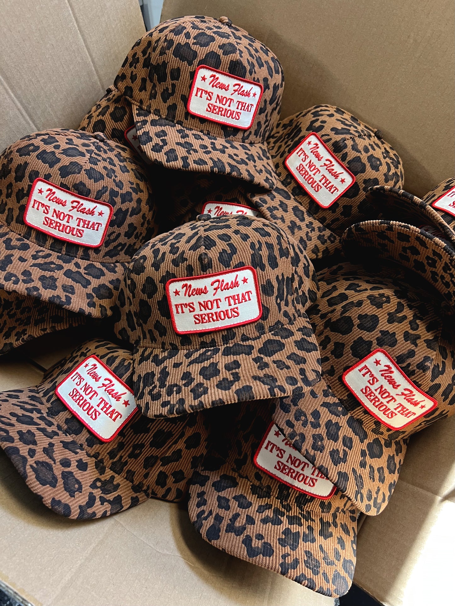 News Flash It’s Not That Serious Leopard Corduroy Patch Hat