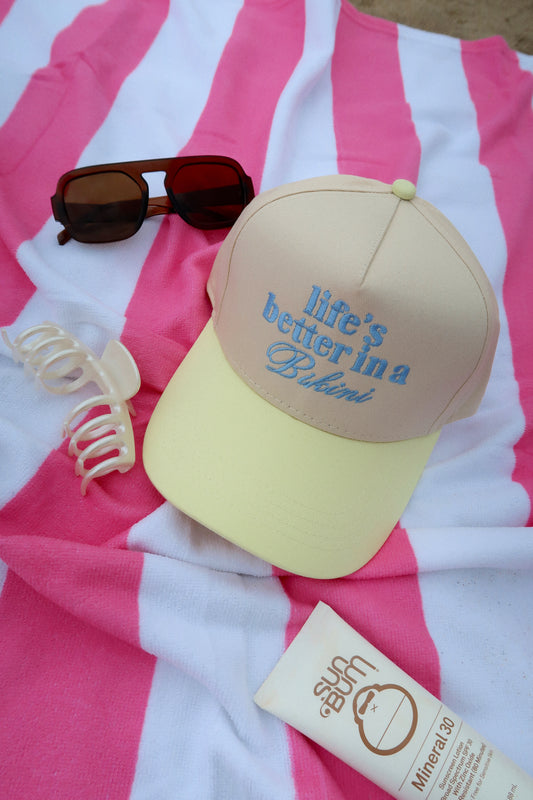 Life's Better In A Bikini Yellow/Natural Hat