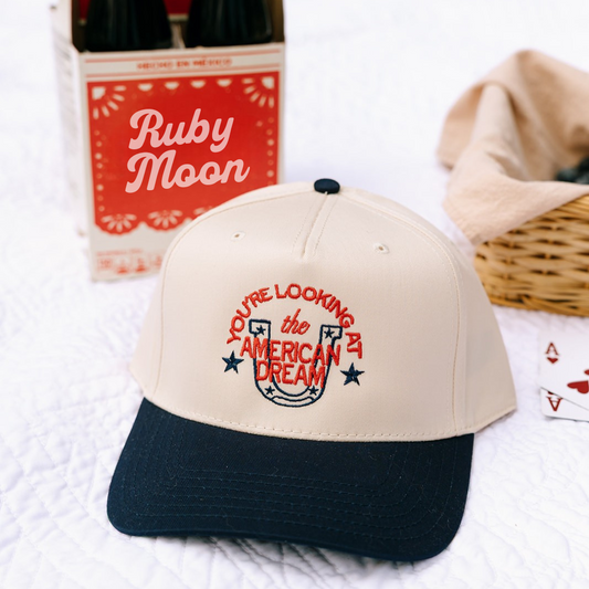 You're Looking At The American Dream Navy/Natural Embroidered Hat