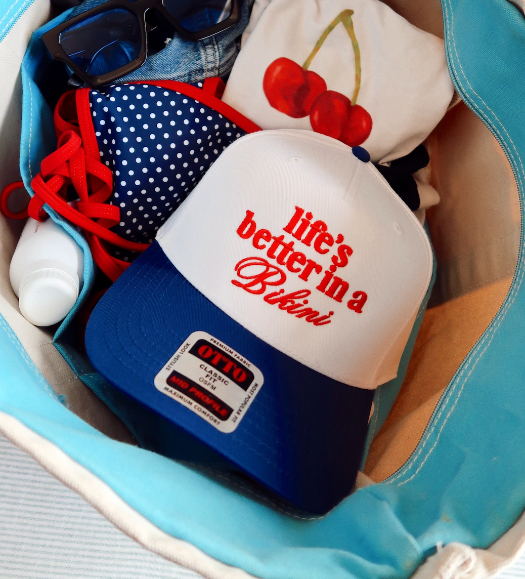 Life's Better In A Bikini Royal/White Hat