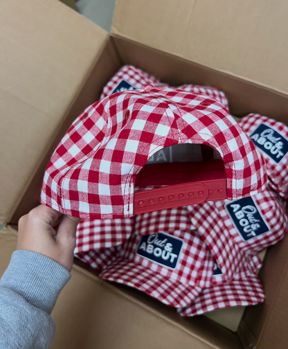Out & About Red Gingham Patch Hat