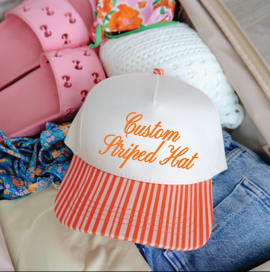 Custom Striped Hat- Add Text Or Logo