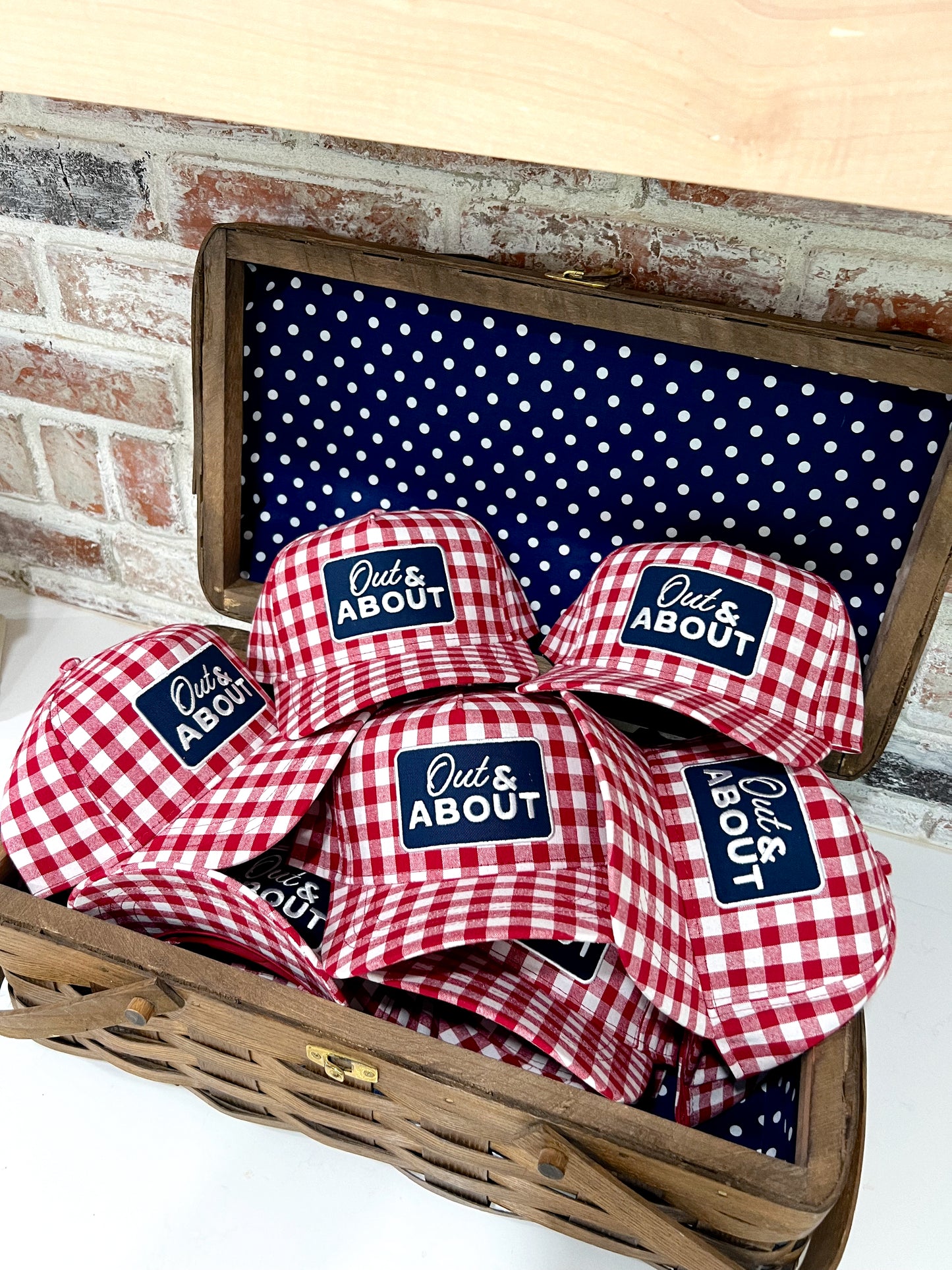 Out & About Red Gingham Patch Hat