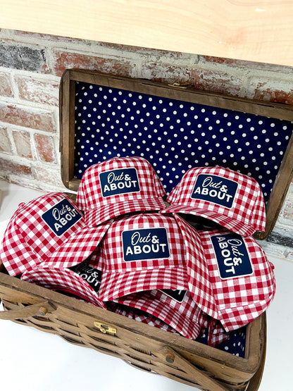 Out & About Red Gingham Patch Hat