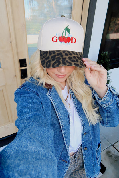 All In Good Fun-Leopard Embroidered Hat