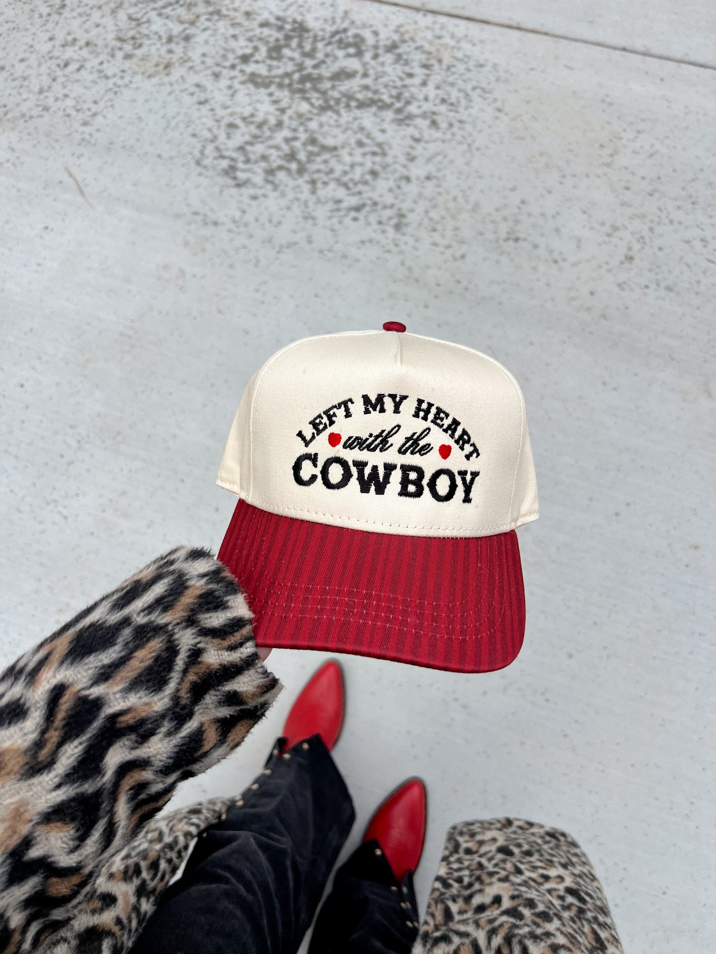 Left My Heart With The Cowboy Embroidered Hat