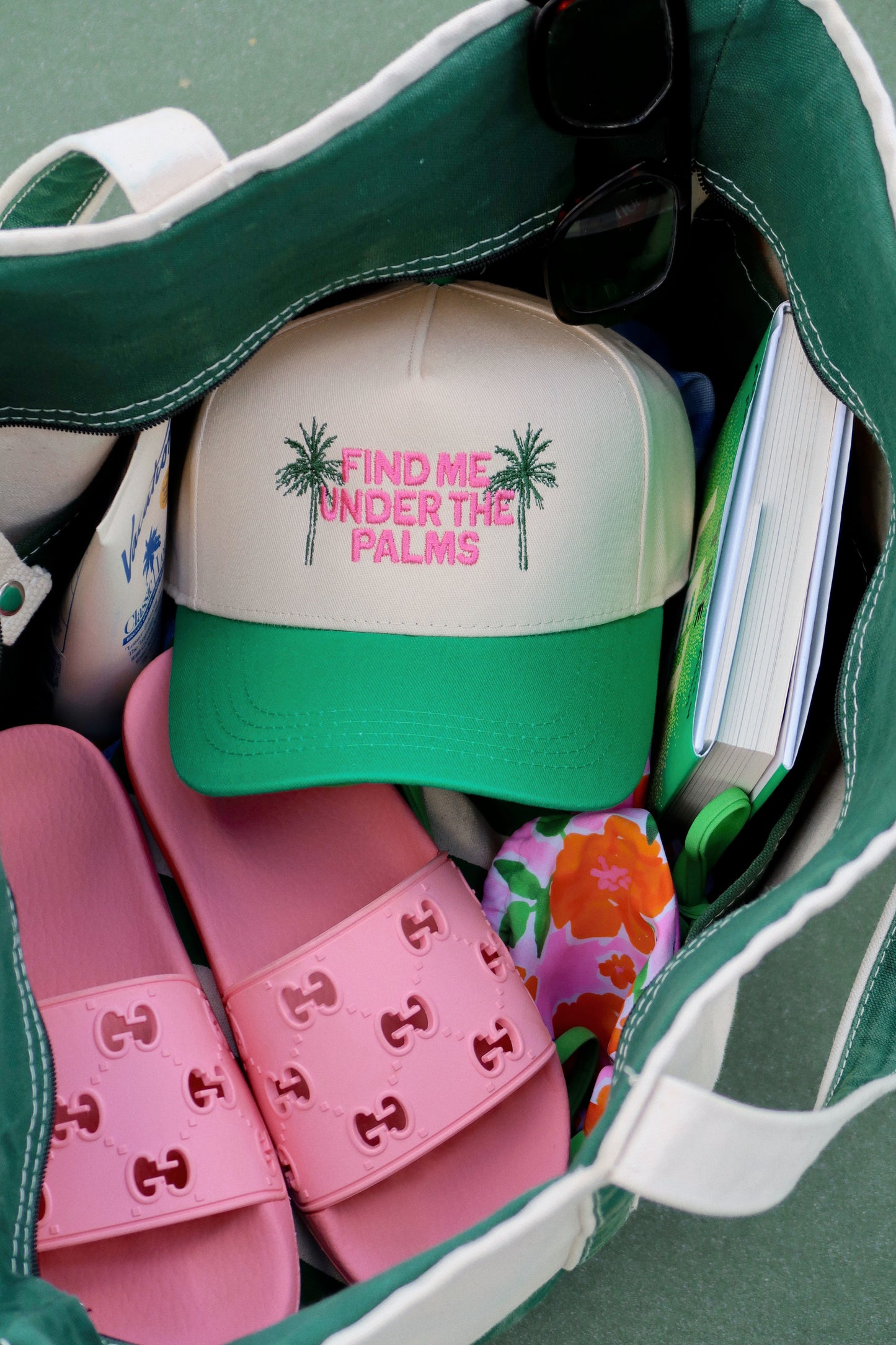 Find Me Under The Palms- Kelly Green/Natural Hat