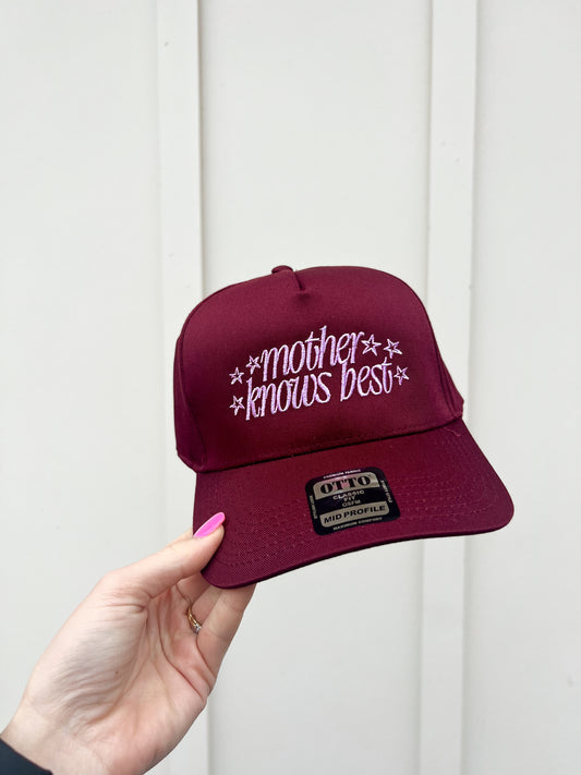 Mother Knows Best Embroidered Hat