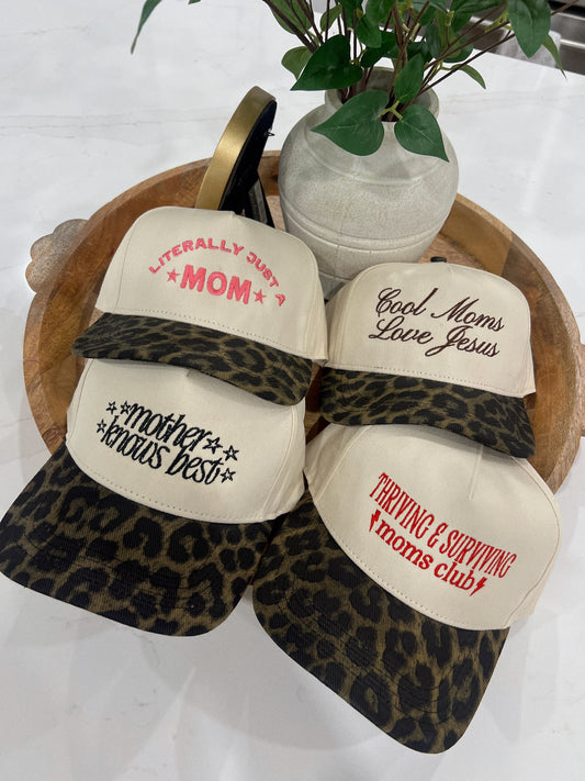 Mother's Day Leopard Embroidered Hat