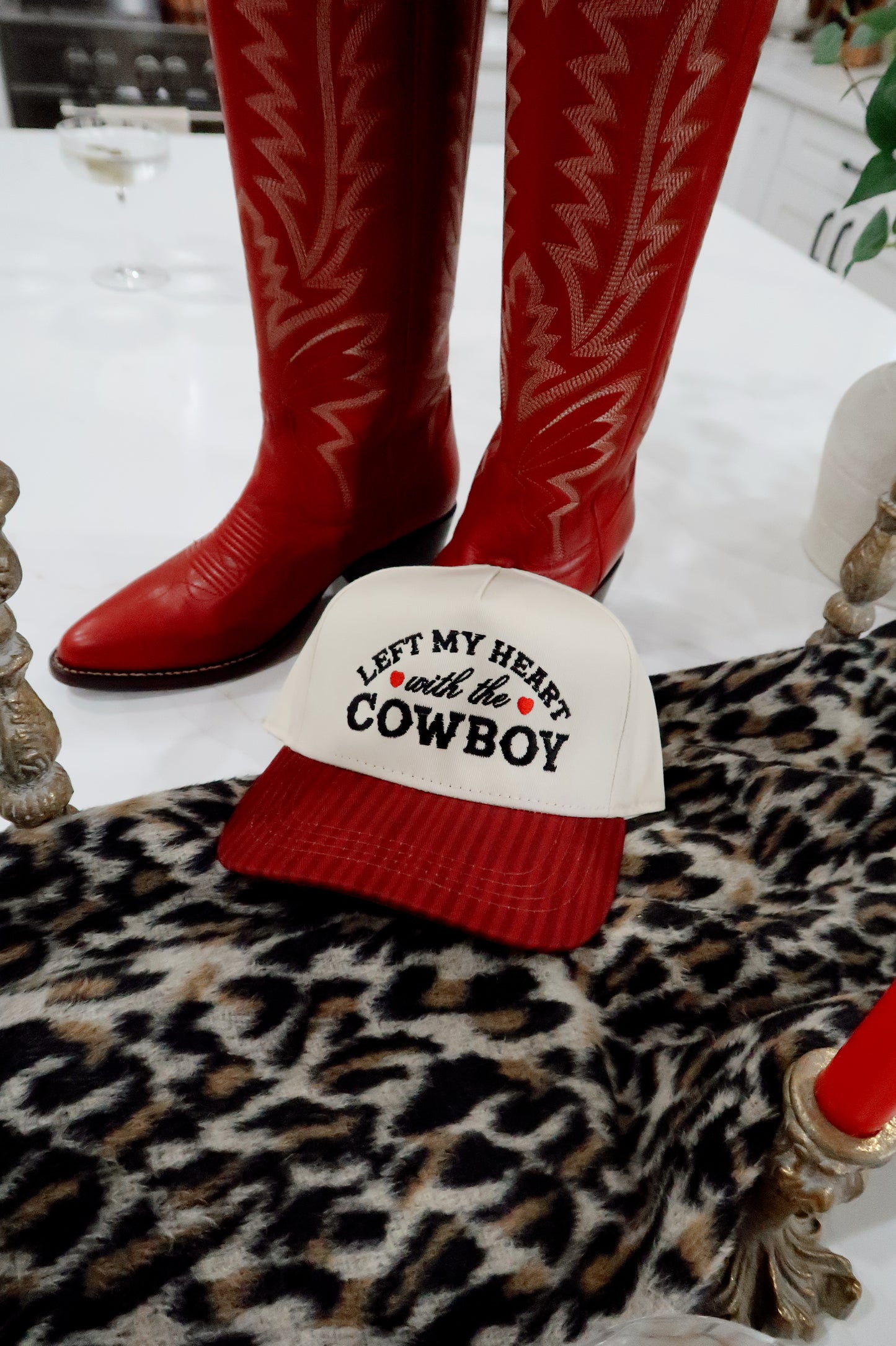 Left My Heart With The Cowboy Embroidered Hat