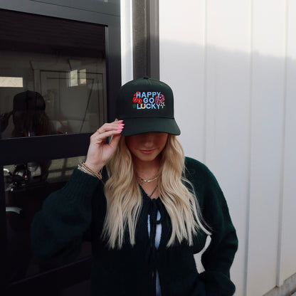 Happy Go Lucky Embroidered Hat