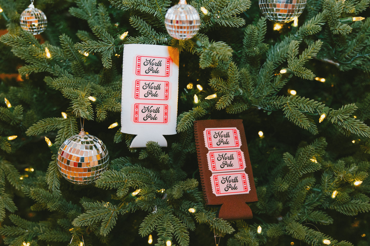 North Pole Admit One Holiday Can Cooler- Holiday Shop