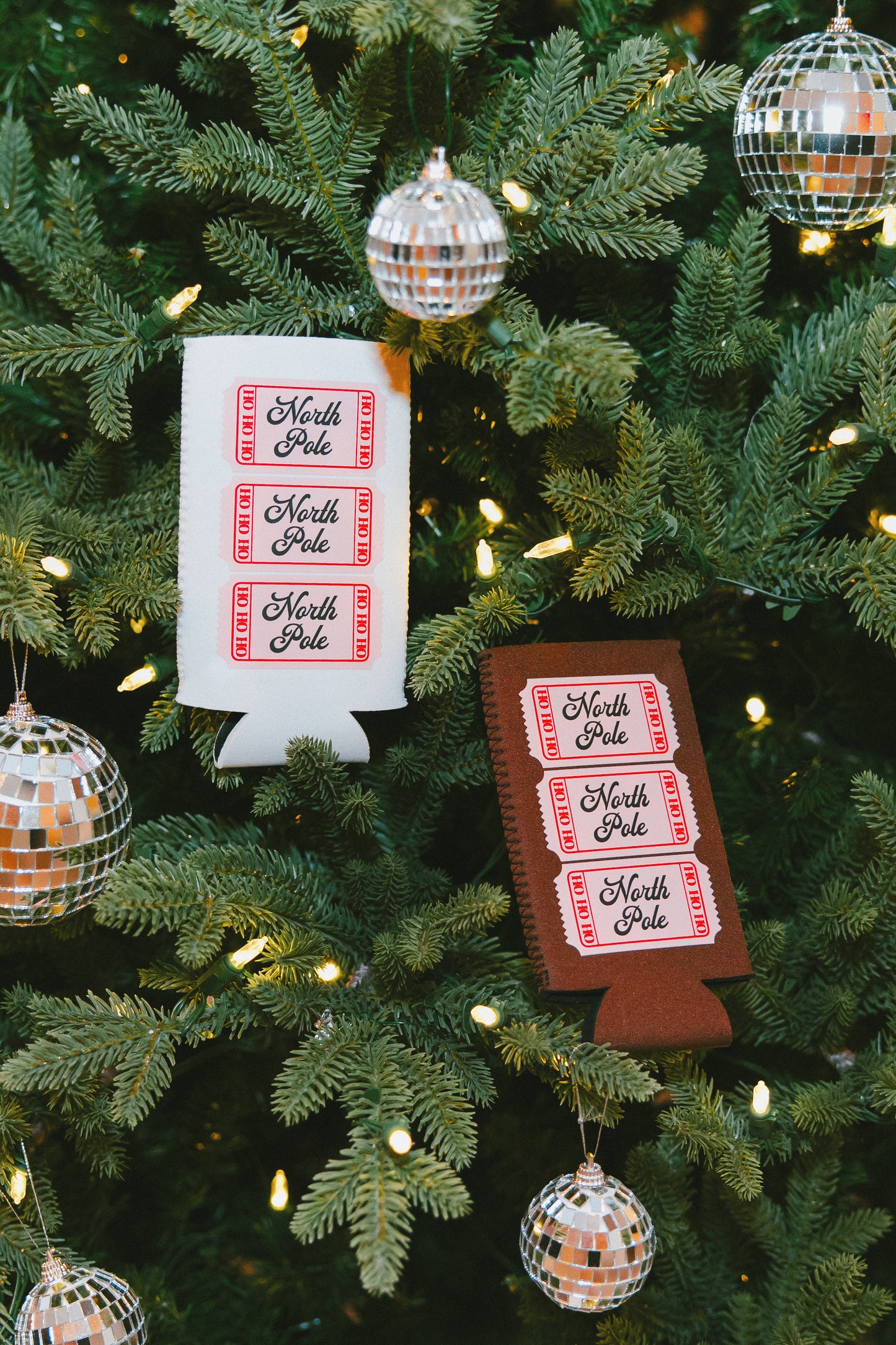 North Pole Admit One Holiday Can Cooler- Holiday Shop
